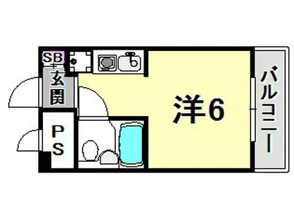 ライオンズマンション三宮(ワンルーム/10階)の間取り写真