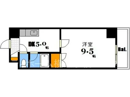 房尾本店1丁目ビル(1DK/5階)の間取り写真