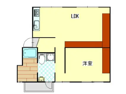 SISA野里(1LDK/1階)の間取り写真