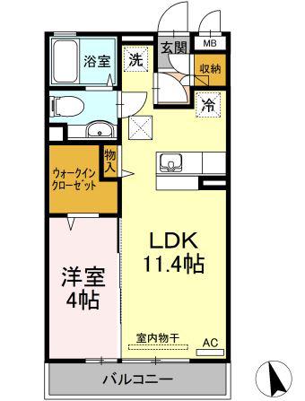 KOMUKAIRESIDENCE(1LDK/3階)の間取り写真