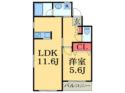 ティアラ(1LDK/2階)の間取り写真