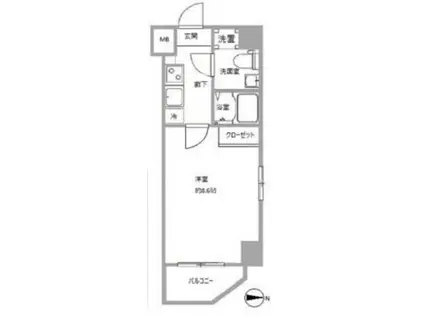 ジェノヴィアトウキョウノースグリーンヴェール(1K/8階)の間取り写真