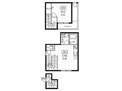 ミハス新高円寺(1LDK/2階)の間取り写真