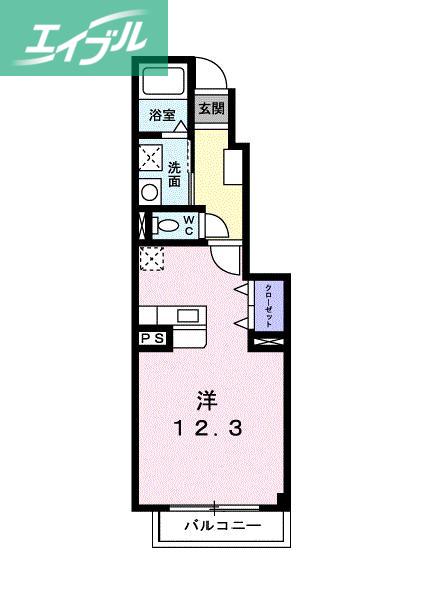 OAZOA棟(ワンルーム/1階)の間取り写真