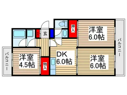 JUN上福岡(3DK/1階)の間取り写真