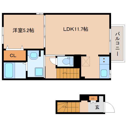 CASAかしば(1LDK/2階)の間取り写真