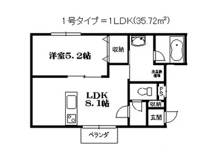 ミリュー本町(2LDK/2階)の間取り写真
