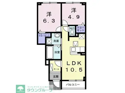 シェル クレール II(2LDK/1階)の間取り写真