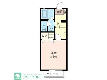 フォルテシモ(1K/2階)の間取り写真