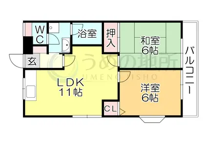 宗崎ハイツ(2LDK/1階)の間取り写真