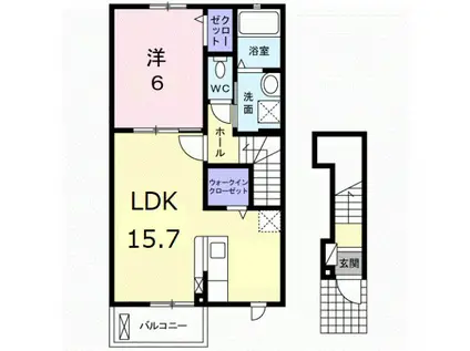 高松琴平電鉄長尾線 水田駅 徒歩10分 2階建 築11年(1LDK/2階)の間取り写真