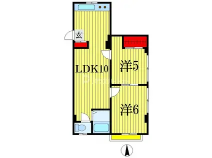 サンフラット亥鼻(2LDK/3階)の間取り写真