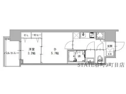 S-RESIDENCE日本橋QUALIER(2K/6階)の間取り写真