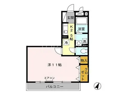 フェリシタドゥジェーム・プルミエ2(1K/2階)の間取り写真