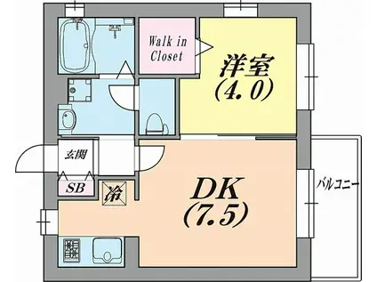 エスポワール(1DK/1階)の間取り写真