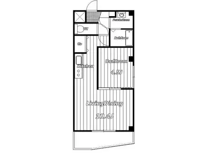 千匠ビル(1LDK/4階)の間取り写真