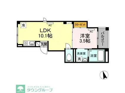CREDO広尾(1LDK/2階)の間取り写真