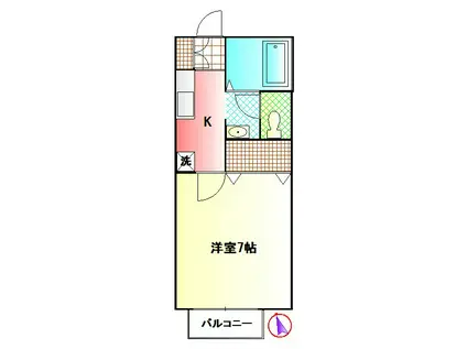 アール・ブラン(1K/2階)の間取り写真