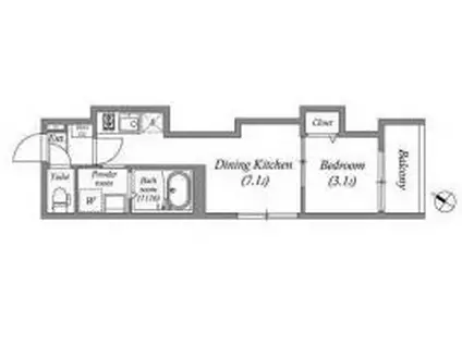 ソラーレ吹田(1DK/3階)の間取り写真