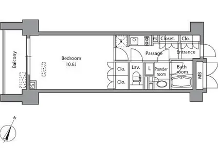 レジディア水道橋(1K/13階)の間取り写真