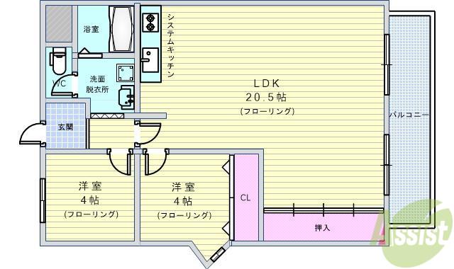 朝日プラザ東豊中(2LDK/2階)の間取り写真