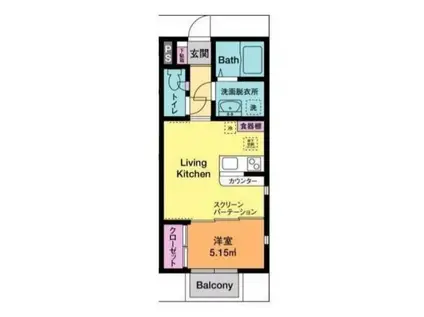 サウスウインド妻田(ワンルーム/1階)の間取り写真