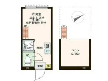 ハーモニーテラス中野II(ワンルーム/1階)の間取り写真