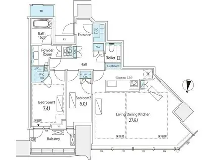パークコート渋谷 ザ タワー(2LDK/35階)の間取り写真