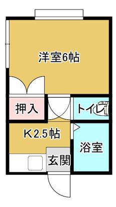 パレスウエスト(1K/2階)の間取り写真