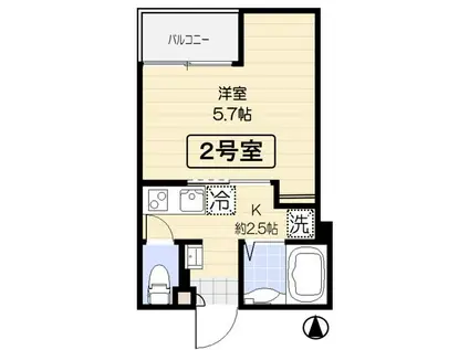 ATEASE東日暮里(1K/2階)の間取り写真