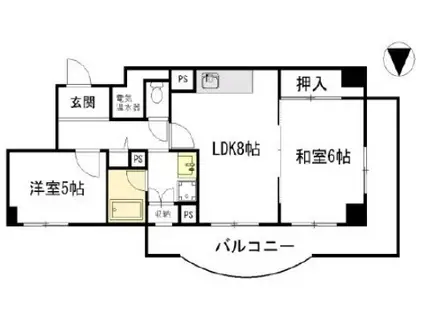 マイコーポ扇町(2LDK/2階)の間取り写真