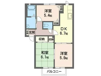 グランシード平塚(3DK/1階)の間取り写真