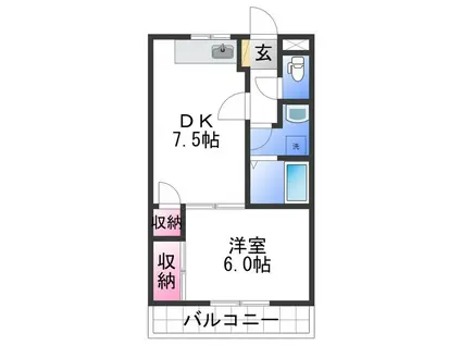 ハイツ春日(1DK/2階)の間取り写真