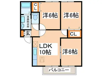 ボヌール花園(3LDK/1階)の間取り写真
