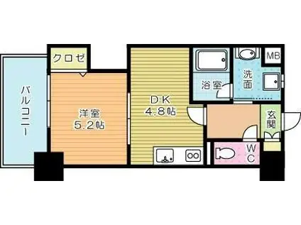 THE SQUARE PLATINUM RESIDENCEザ・スクエ(1DK/11階)の間取り写真