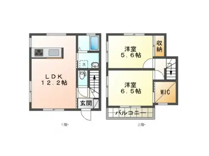 ドゥメゾン(2LDK/2階)の間取り写真