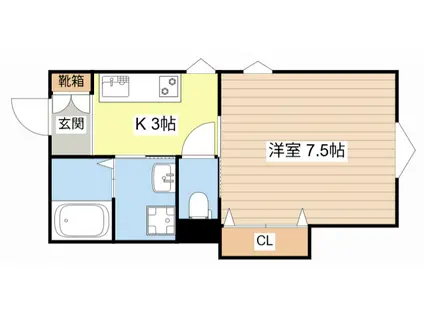 QUEEN STADEN AI(1K/2階)の間取り写真