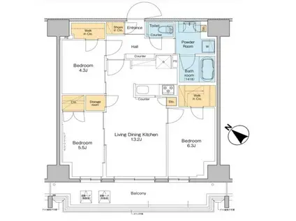 プラウドフラット両国サウス(3LDK/2階)の間取り写真