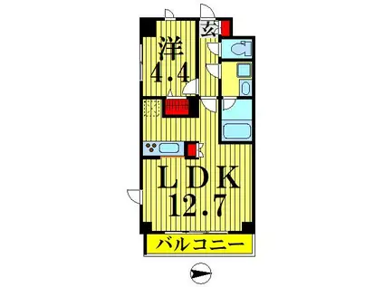 GENOVIA墨田文花SKY GARDEN(1LDK/2階)の間取り写真