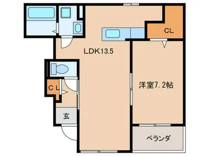 アイアゲート(1LDK/1階)の間取り写真
