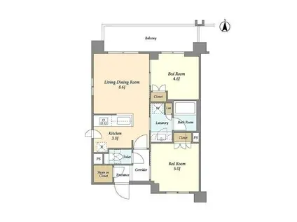 ラティエラ両国(2LDK/9階)の間取り写真