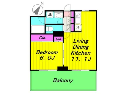 ベェルヴェル稲城(1LDK/4階)の間取り写真