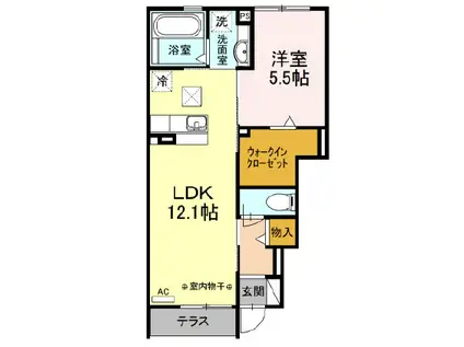 ルルジI(1LDK/1階)の間取り写真