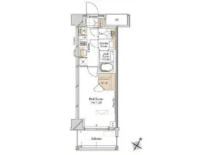 ブランシエスタ森下(1K/5階)の間取り写真