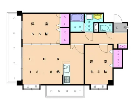 メルヴェーユ(2LDK/6階)の間取り写真