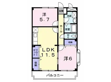 グランフォーレ池上(2LDK/3階)の間取り写真