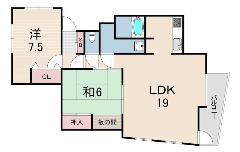 シロハイヌ門戸(2LDK/1階)の間取り写真