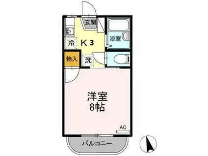 ヤングユーカリ(1K/1階)の間取り写真