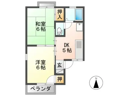 アヴニール松下(2DK/1階)の間取り写真