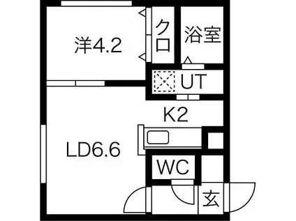 サクラブール澄川(1LDK/4階)の間取り写真